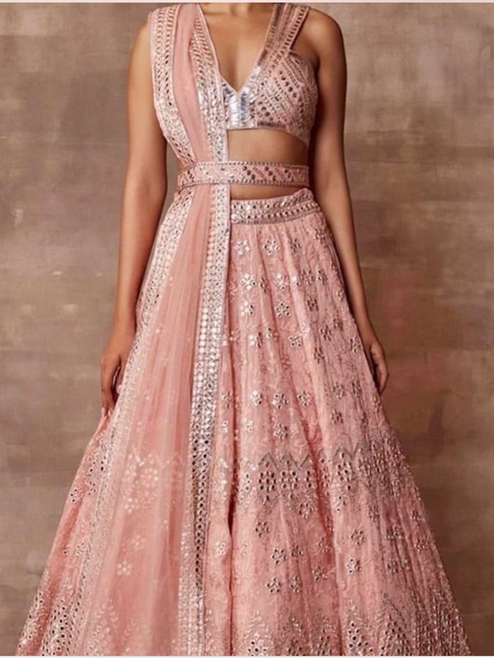 Wedding Lehenga pink with Silver Accents Medium size new glamorous